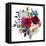 Watercolor Floral Bouquet Burgundy Bordo Red Navy Blue Roses Peonies Leaves Isolated on White Backg-null-Framed Stretched Canvas