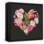 Watercolor Floral Heart: Roses, Peonies, Fern Leaves, Berries-Eisfrei-Framed Stretched Canvas