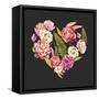 Watercolor Floral Heart: Roses, Peonies, Fern Leaves, Berries-Eisfrei-Framed Stretched Canvas