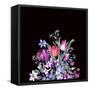 Watercolor Floral Spring Greeting Card, Vintage Flowers Bouquet, Purple Tulips, Wildflowers, Strawb-Varvara Kurakina-Framed Stretched Canvas