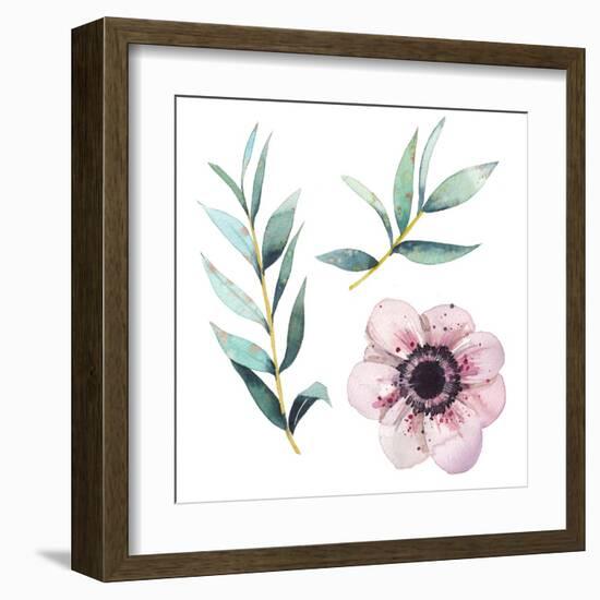 Watercolor Flowers Elements-Eisfrei-Framed Art Print