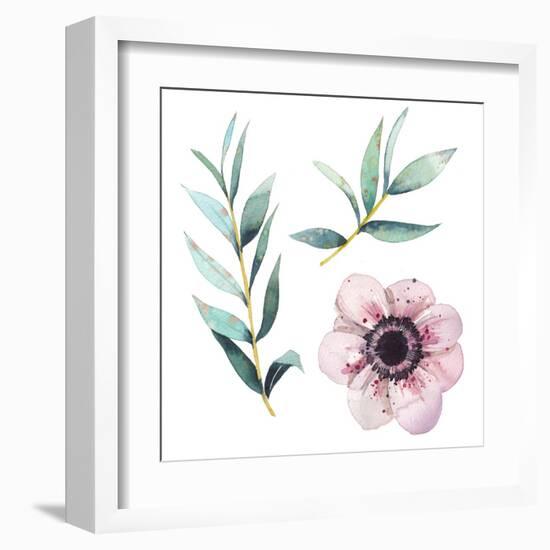 Watercolor Flowers Elements-Eisfrei-Framed Art Print