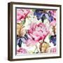 Watercolor Flowers - Iris and Peonies-Knopazyzy-Framed Art Print