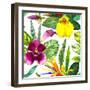 Watercolor Flowers-Monash-Framed Art Print