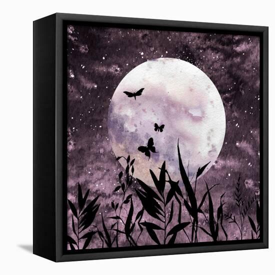 Watercolor Full Moon Art-Eisfrei-Framed Stretched Canvas