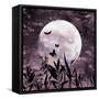 Watercolor Full Moon Art-Eisfrei-Framed Stretched Canvas