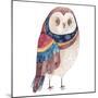 Watercolor Funny Kids Illustration with Owl. Hand Drawn Animal Drawing. Owl Bird Painting. Perfect-Maria Sem-Mounted Art Print