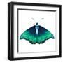 Watercolor Green Butterfly with Diamond-Eisfrei-Framed Art Print