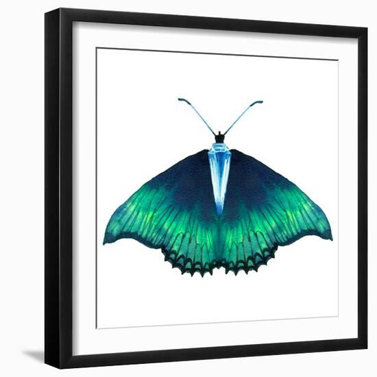 Watercolor Green Butterfly with Diamond-Eisfrei-Framed Art Print