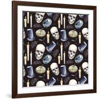 Watercolor Halloween Pattern-Eisfrei-Framed Art Print