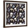 Watercolor Halloween Pattern-Eisfrei-Framed Art Print