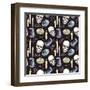 Watercolor Halloween Pattern-Eisfrei-Framed Art Print