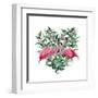 Watercolor Heart with Pink Flamingo and Eucalyptus Leaves. Hand Painted Pink Flamingo and Leaves Is-Y_D-Framed Art Print