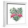 Watercolor Heart with Pink Flamingo and Eucalyptus Leaves. Hand Painted Pink Flamingo and Leaves Is-Y_D-Framed Art Print