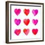 Watercolor Hearts Isolated.-Vodoleyka-Framed Premium Giclee Print