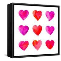 Watercolor Hearts Isolated.-Vodoleyka-Framed Stretched Canvas