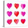 Watercolor Hearts Isolated.-Vodoleyka-Stretched Canvas