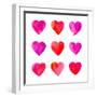 Watercolor Hearts Isolated.-Vodoleyka-Framed Art Print