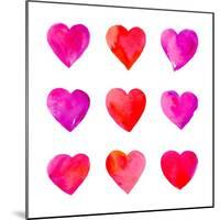 Watercolor Hearts Isolated.-Vodoleyka-Mounted Art Print