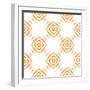 Watercolor Ikat Repeating Tile Border. Orange Flawless Boho Chic Summer Design. Textile Ready Aweso-Begin Again Studio-Framed Art Print