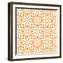 Watercolor Ikat Repeating Tile Border. Orange Tempting Boho Chic Summer Design. Ikat Repeating Swim-Begin Again Studio-Framed Art Print