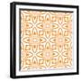 Watercolor Ikat Repeating Tile Border. Orange Tempting Boho Chic Summer Design. Ikat Repeating Swim-Begin Again Studio-Framed Art Print