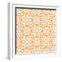 Watercolor Ikat Repeating Tile Border. Orange Tempting Boho Chic Summer Design. Ikat Repeating Swim-Begin Again Studio-Framed Art Print