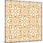 Watercolor Ikat Repeating Tile Border. Orange Tempting Boho Chic Summer Design. Ikat Repeating Swim-Begin Again Studio-Mounted Art Print