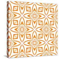 Watercolor Ikat Repeating Tile Border. Orange Tempting Boho Chic Summer Design. Ikat Repeating Swim-Begin Again Studio-Stretched Canvas