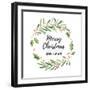 Watercolor Illustration. Christmas Laurel Wreath. Perfect for Invitations, Greeting Cards, Blogs, P-my_kate-Framed Art Print