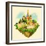 Watercolor Illustration MOSCOW Scene-trentemoller-Framed Art Print