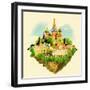 Watercolor Illustration MOSCOW Scene-trentemoller-Framed Art Print