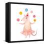 Watercolor Juggler Mouse with Party Hat-Eisfrei-Framed Stretched Canvas