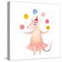 Watercolor Juggler Mouse with Party Hat-Eisfrei-Stretched Canvas