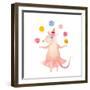 Watercolor Juggler Mouse with Party Hat-Eisfrei-Framed Art Print