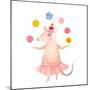 Watercolor Juggler Mouse with Party Hat-Eisfrei-Mounted Art Print