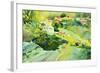 Watercolor Landscape of Village on a Hill-Painterstock-Framed Art Print