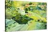 Watercolor Landscape of Village on a Hill-Painterstock-Stretched Canvas