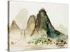 Watercolor Landscape of Village Riverside-Painterstock-Stretched Canvas