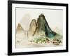 Watercolor Landscape of Village Riverside-Painterstock-Framed Art Print