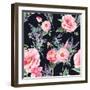 Watercolor Lavender and Garden Flowers-Eisfrei-Framed Art Print