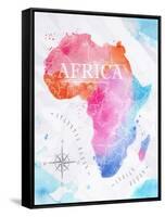 Watercolor Map Africa Pink Blue-anna42f-Framed Stretched Canvas