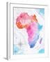 Watercolor Map Africa Pink Blue-anna42f-Framed Art Print