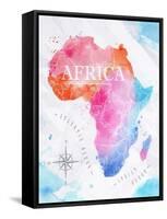 Watercolor Map Africa Pink Blue-anna42f-Framed Stretched Canvas