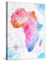 Watercolor Map Africa Pink Blue-anna42f-Stretched Canvas