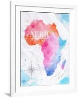 Watercolor Map Africa Pink Blue-anna42f-Framed Art Print