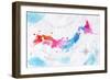 Watercolor Map Japan Pink Blue-anna42f-Framed Premium Giclee Print