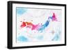 Watercolor Map Japan Pink Blue-anna42f-Framed Premium Giclee Print