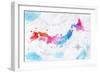 Watercolor Map Japan Pink Blue-anna42f-Framed Premium Giclee Print