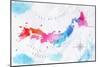 Watercolor Map Japan Pink Blue-anna42f-Mounted Premium Giclee Print